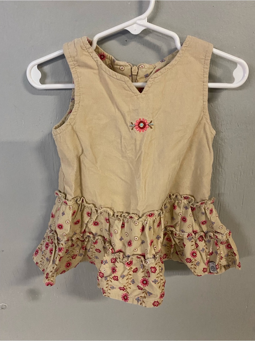 OshKosh B'gosh Beige Floral Ruffle Tank Top